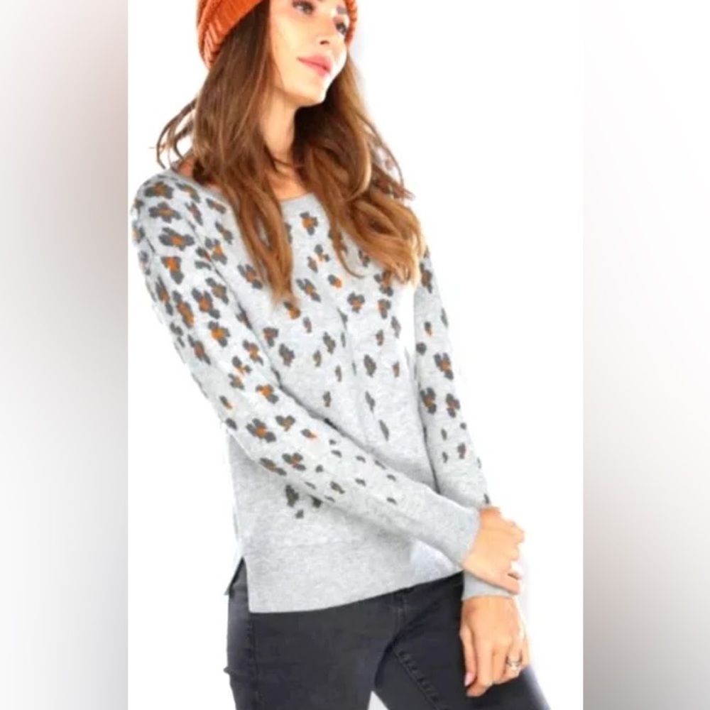 Gap Grey Animal Print Merino Wool Sweater size L